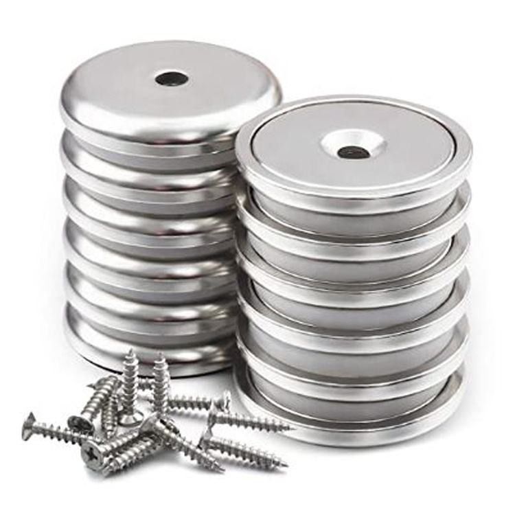 กลมฐานถ้วย Neodymium หม้อแม่เหล็กกับแรงงานหนัก CounterSunk หลุมและสกรูเหล็กไม่ржаมี