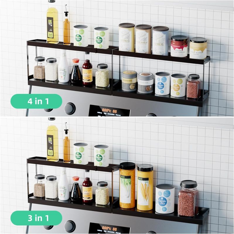 รากเก็บของแม่เหล็กชั้นสองแบบเรียบร้อย ชั้นวางของครัวสําหรับเตาอบ Top Organizer