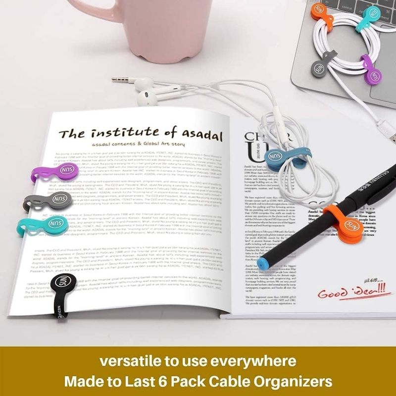 6PCS แม็กเนติกคอร์ด จัดการ สี Earphone คอร์ดถือสําหรับโรงเรียนบ้านสํานักงาน
