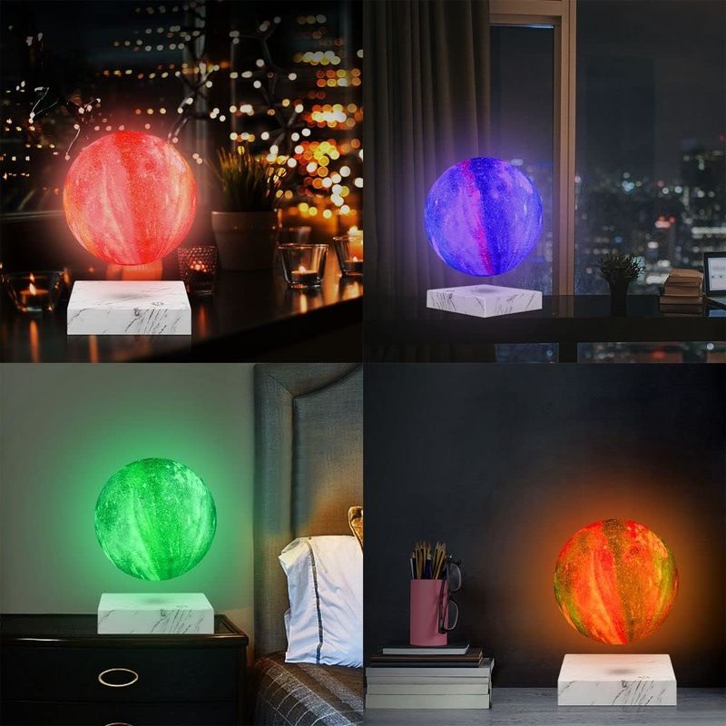 โคมไฟหมุน เรซิน แม็กเนต เลเวทีชั่น ดวงจันทร์ลอย ด้วย 16 สี 3D