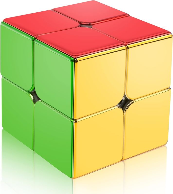ABS พลาสติก มินิแม่เหล็ก Rubik's Cube กระจกสะท้อนแสง 2x2 ความเร็วลูกเหล็ก