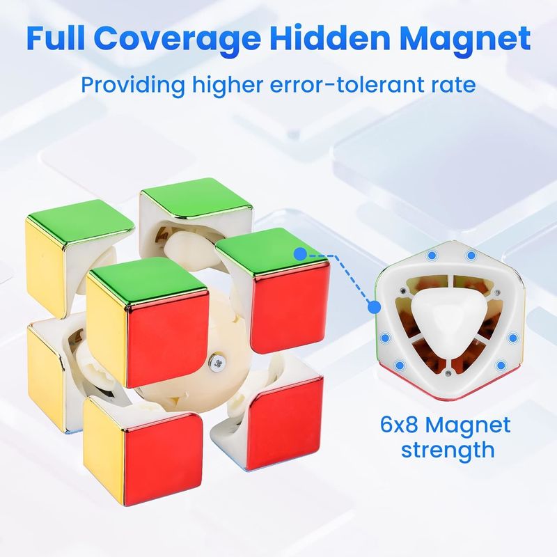 ABS พลาสติก มินิแม่เหล็ก Rubik's Cube กระจกสะท้อนแสง 2x2 ความเร็วลูกเหล็ก