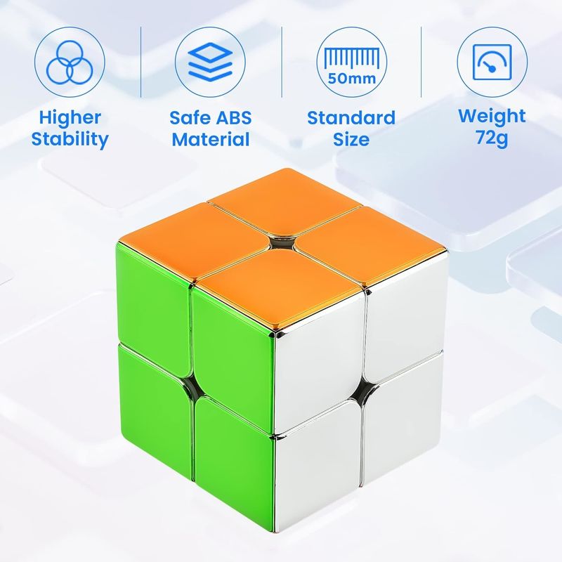 ABS พลาสติก มินิแม่เหล็ก Rubik's Cube กระจกสะท้อนแสง 2x2 ความเร็วลูกเหล็ก