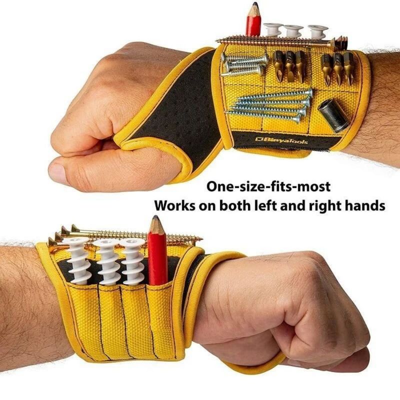 สายข้อมือแม่เหล็กที่มีกระเป๋าเครื่องมือพกพาแม่เหล็กสําหรับเก็บเครื่องมือ
