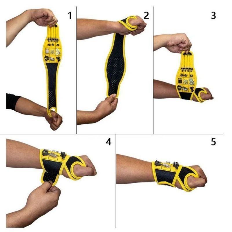 สายข้อมือแม่เหล็กสําหรับถือสกรู, เล็บ, บิตเจาะ, เข็มขัดตัวถือเครื่องมือข้อมือที่มีแม่เหล็กแรง