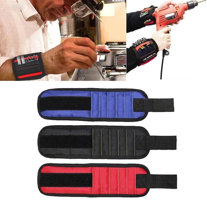 สายข้อมือแม่เหล็ก กระเป๋าเครื่องมือแม่เหล็กพกพาสําหรับสกรูเล็บแมงมังกร Bolts Drill Bit ซ่อมชุด