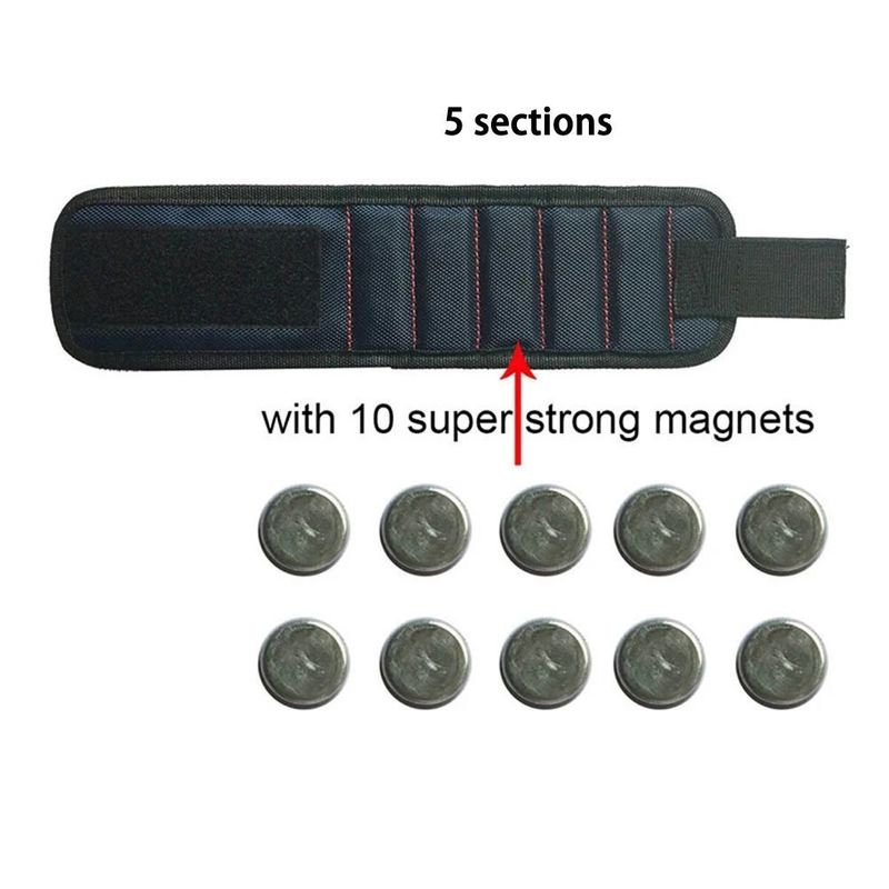 สายข้อมือแม่เหล็ก กระเป๋าเครื่องมือแม่เหล็กพกพาสําหรับสกรูเล็บแมงมังกร Bolts Drill Bit ซ่อมชุด