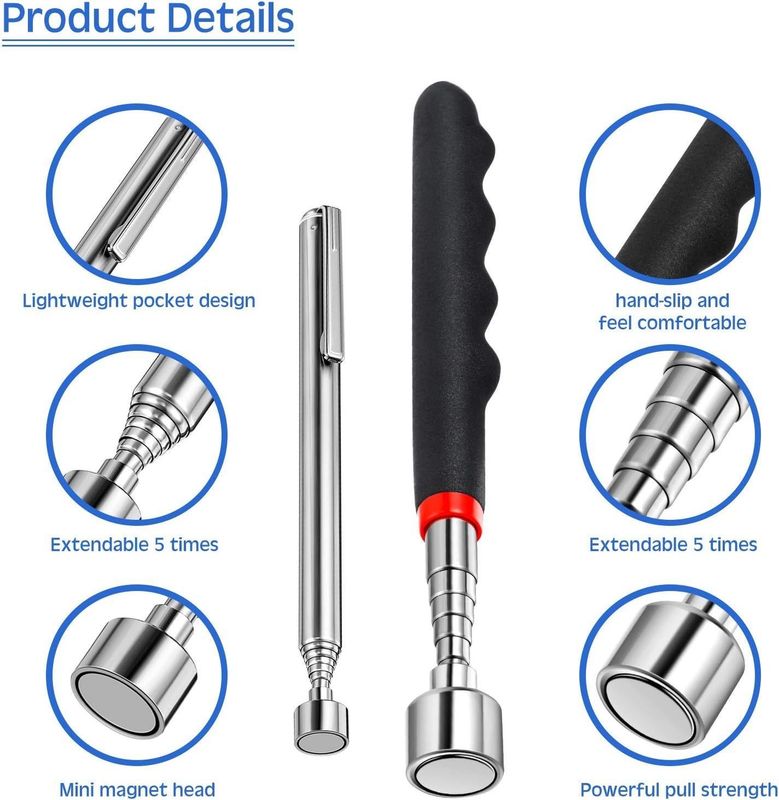 เครื่องมือเก็บของ พร้อมแสง LED ไม้เหล็กแม่เหล็กไม้เหล็กส่วนเหล็ก เครื่องมือแม่เหล็ก ไม้เก็บของโทรทรรศน์